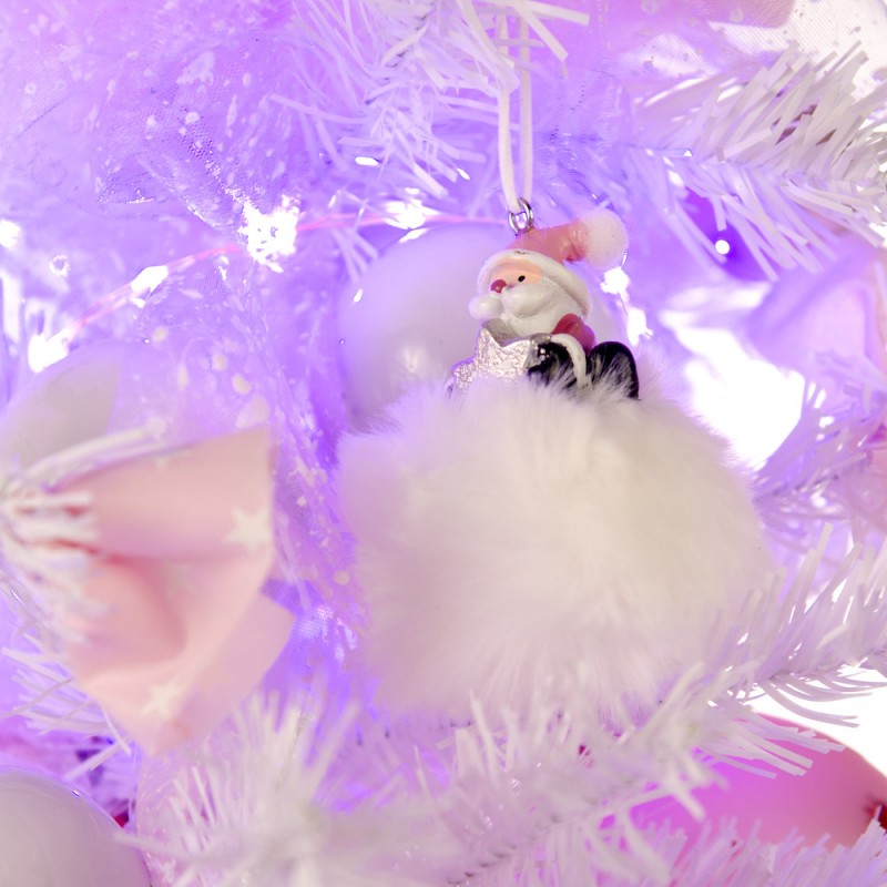 Dancing in the Snow έτοιμο στολισμένο mini λευκό Χριστουγεννιάτικο δεντράκι με λαμπάκια 90 εκ